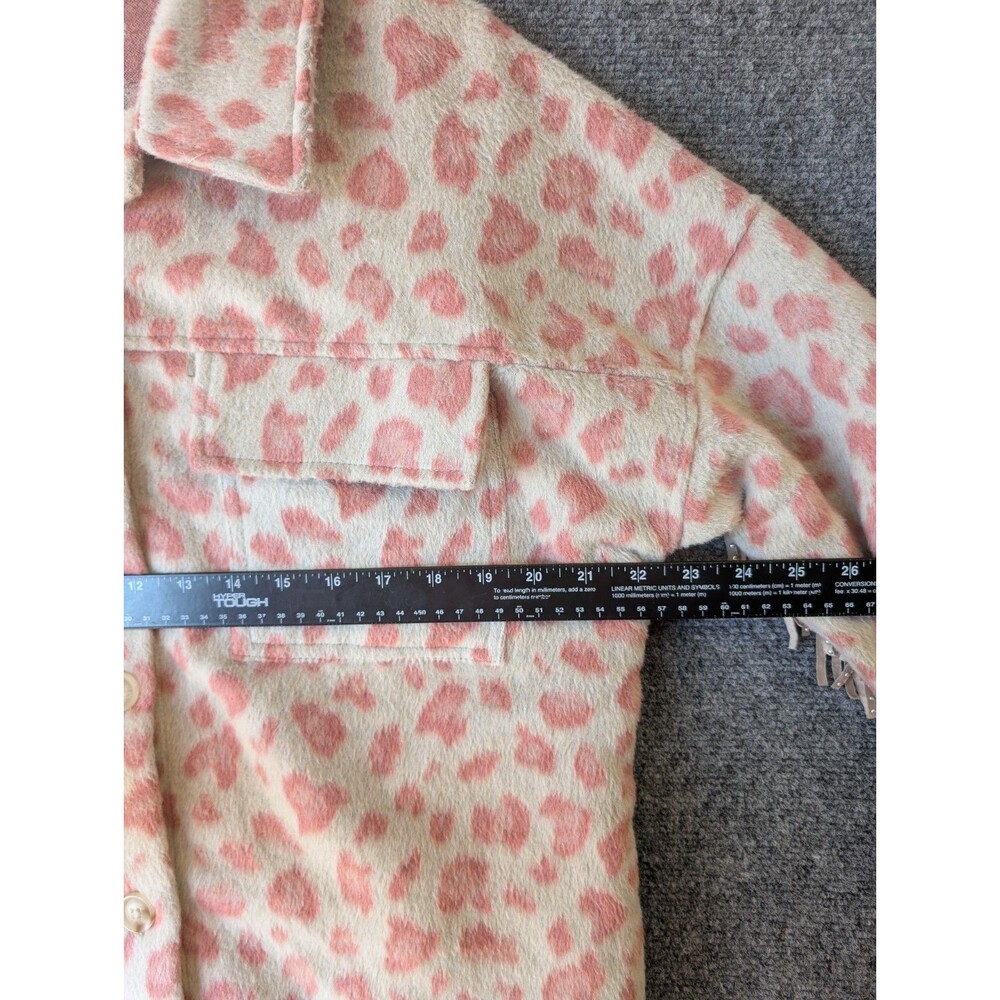 Blue B Leopard Print Fringe M Shacket Western Boho Brushed Flannel Jacket Cowgir - Picture 9 of 13